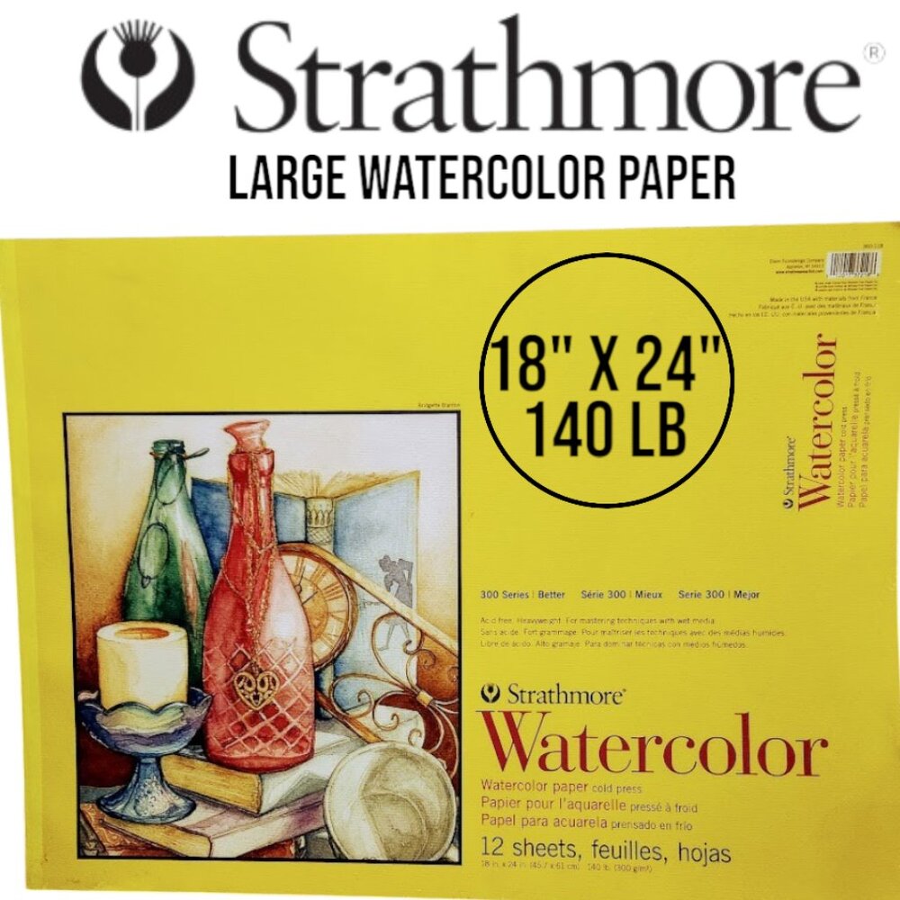 NEW Strathmore LARGE 300 Series Watercolor Pad Cold Press 18"x24" 12 Paper Art S